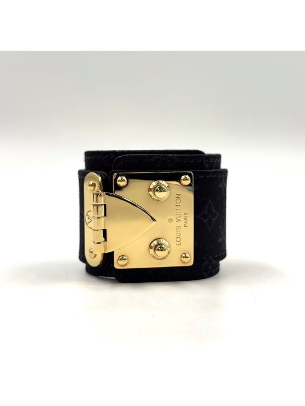 Louis Vuitton Bracelet Serrure Suhali Noir Canvas Black Gold